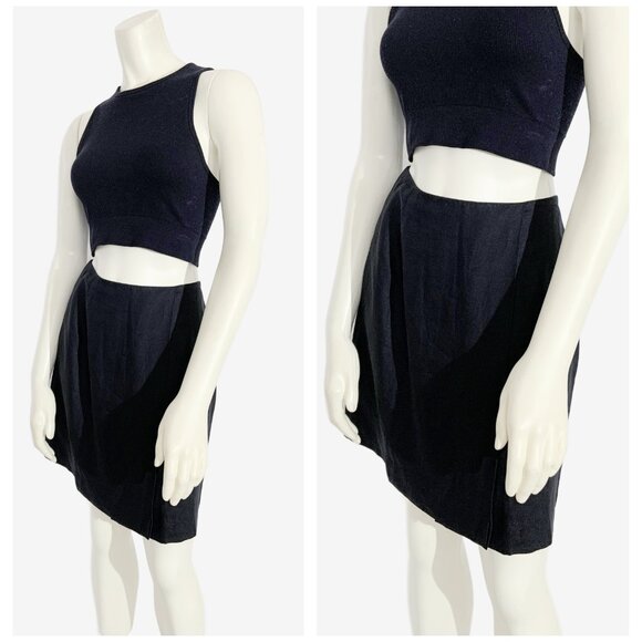 Vintage Black Linen Wrap Skirt by Holt Renfrew / size Small - Picture 5 of 8